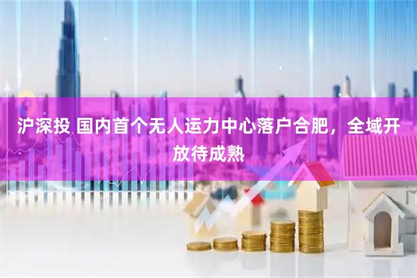 沪深投 国内首个无人运力中心落户合肥，全域开放待成熟